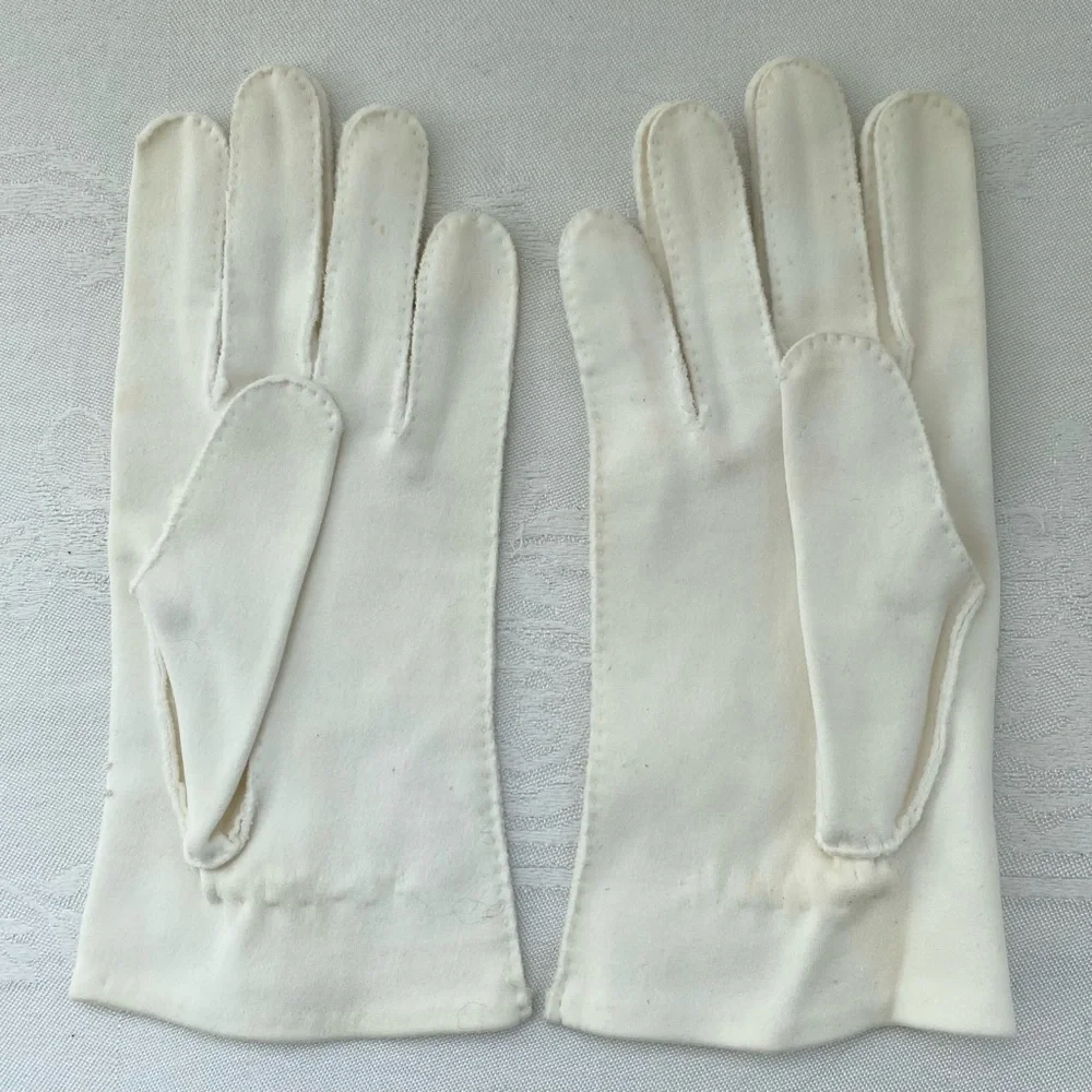 Vintage Beaded Gloves Hand Sewn in Philippines American Made Fabric Small